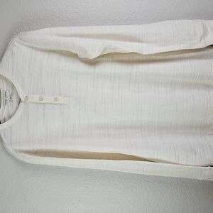 Crosby & Howard | NWT Men's Ecru White Cotton 1/4 Button Long Sleeves Polo Sz L